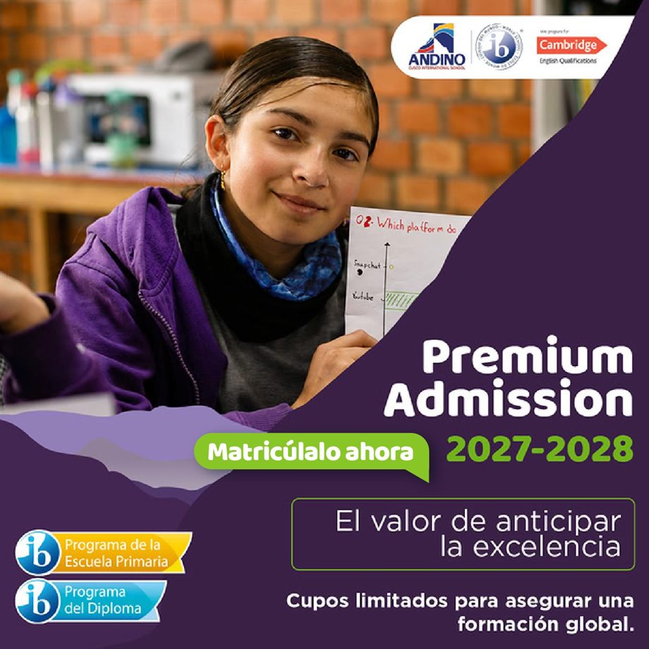 Admisión 2027-2028: el valor de anticipar la excelencia. Matricúlalo ahora, cupos limitados.